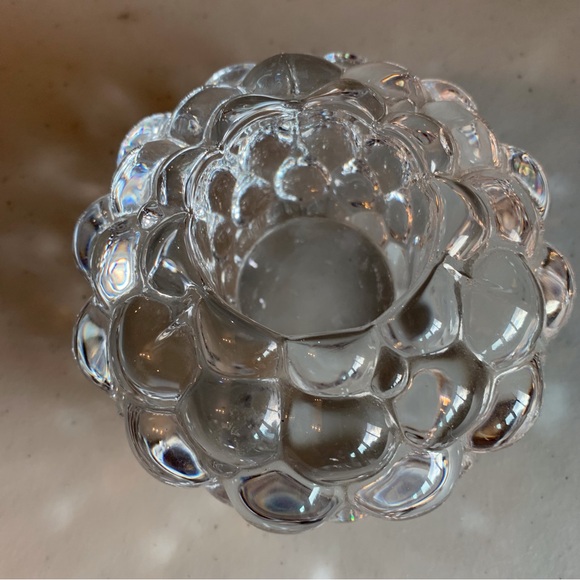 Pair of Orrefors Clear Crystal Raspberry Bubble Tea Light Votive Candle Holder - Picture 3 of 6